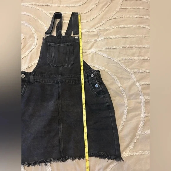 Women's Black Denim Overall Dress - Picture 7 of 7